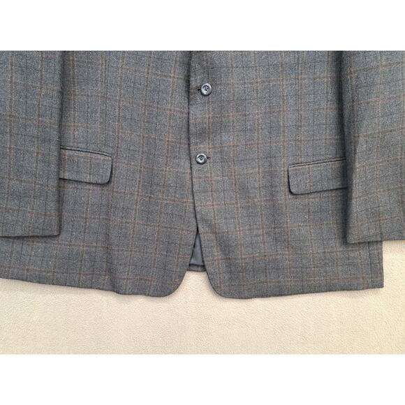 Pronto Uomo Sport Coat Jacket Blazer 100% Lambswool Sz 52r Plaid Grey 2-Button - Picture 4 of 10